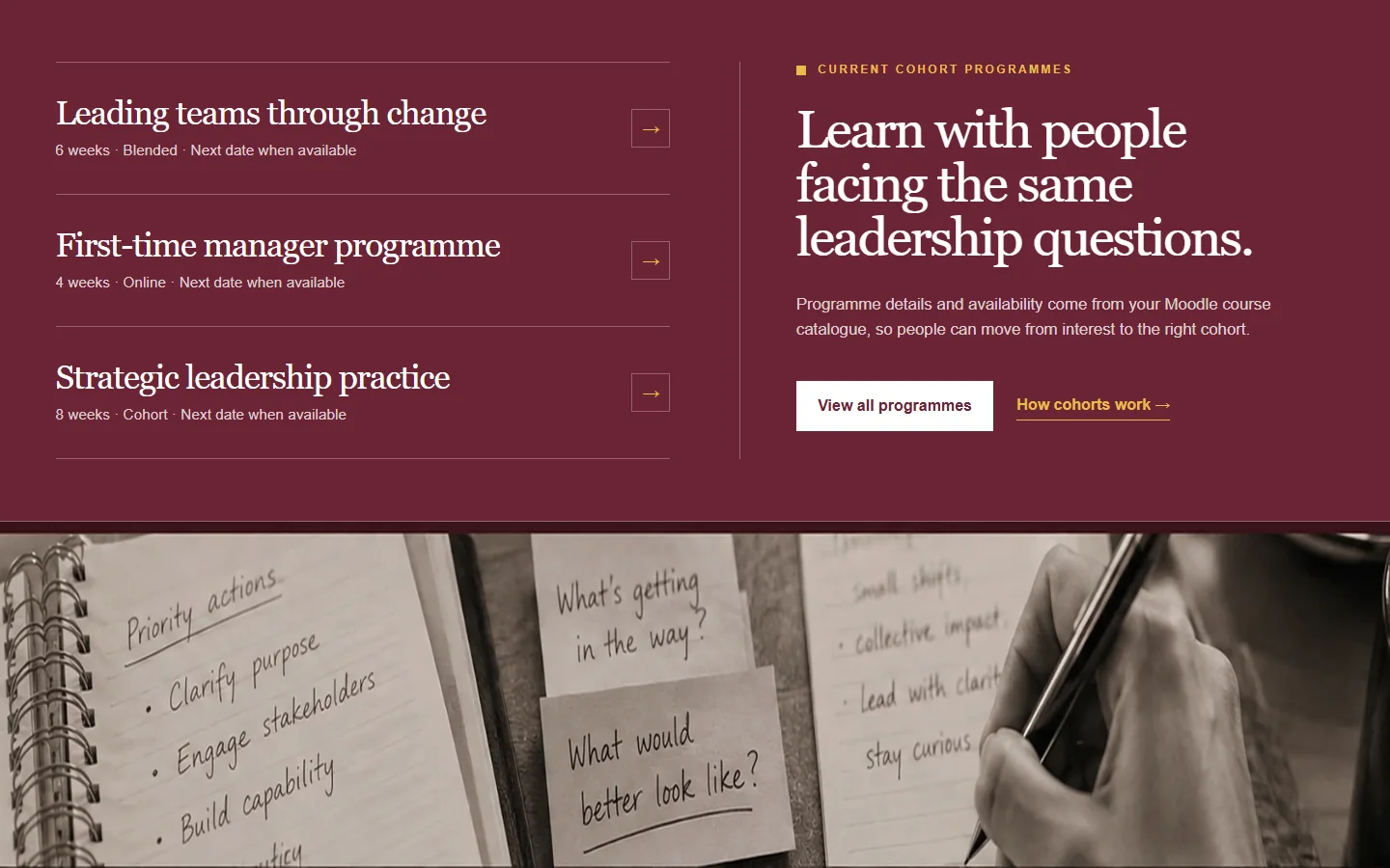 Cohort Programmes block screenshot