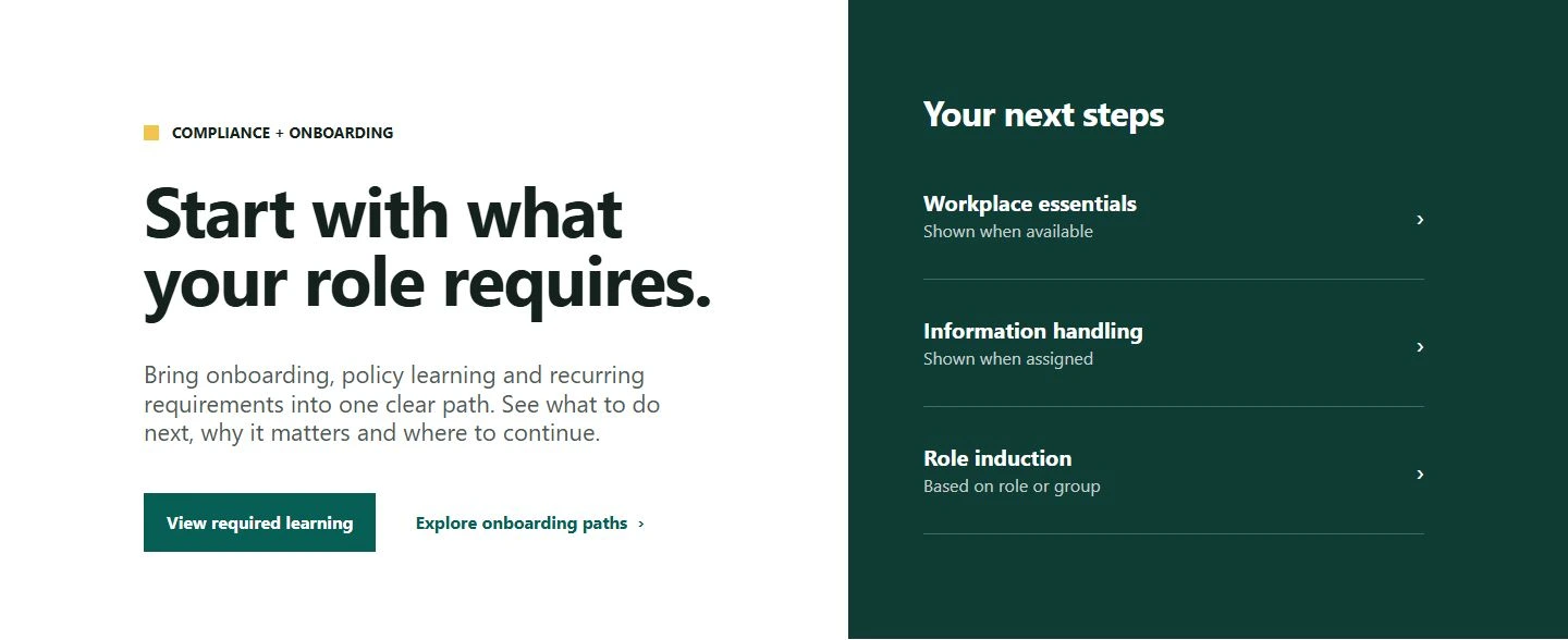 Compliance and Onboarding Hero block screenshot