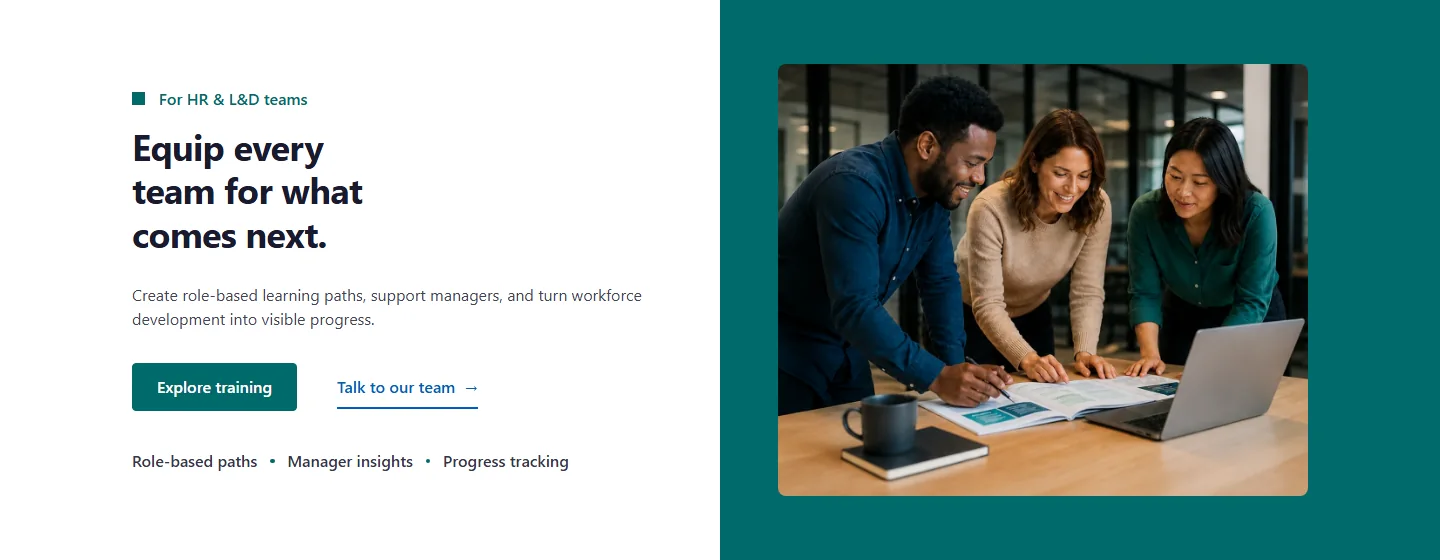 Corporate Training Hero block screenshot