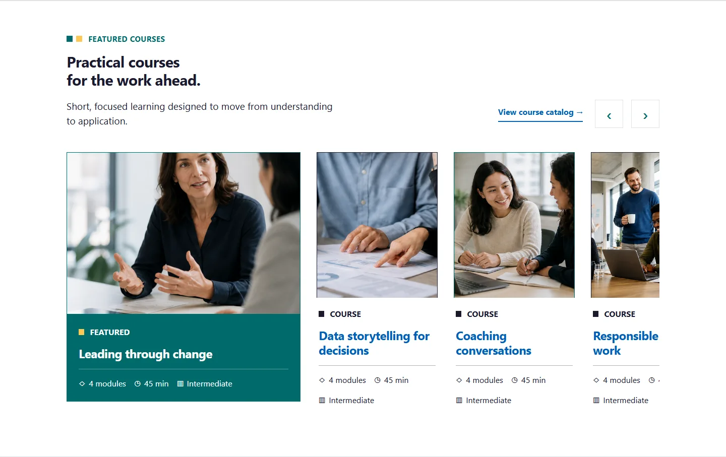 Featured Training Courses block screenshot