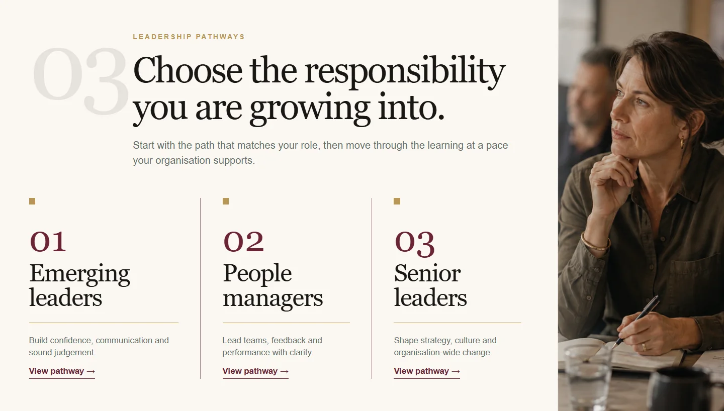 Leadership Pathways block screenshot