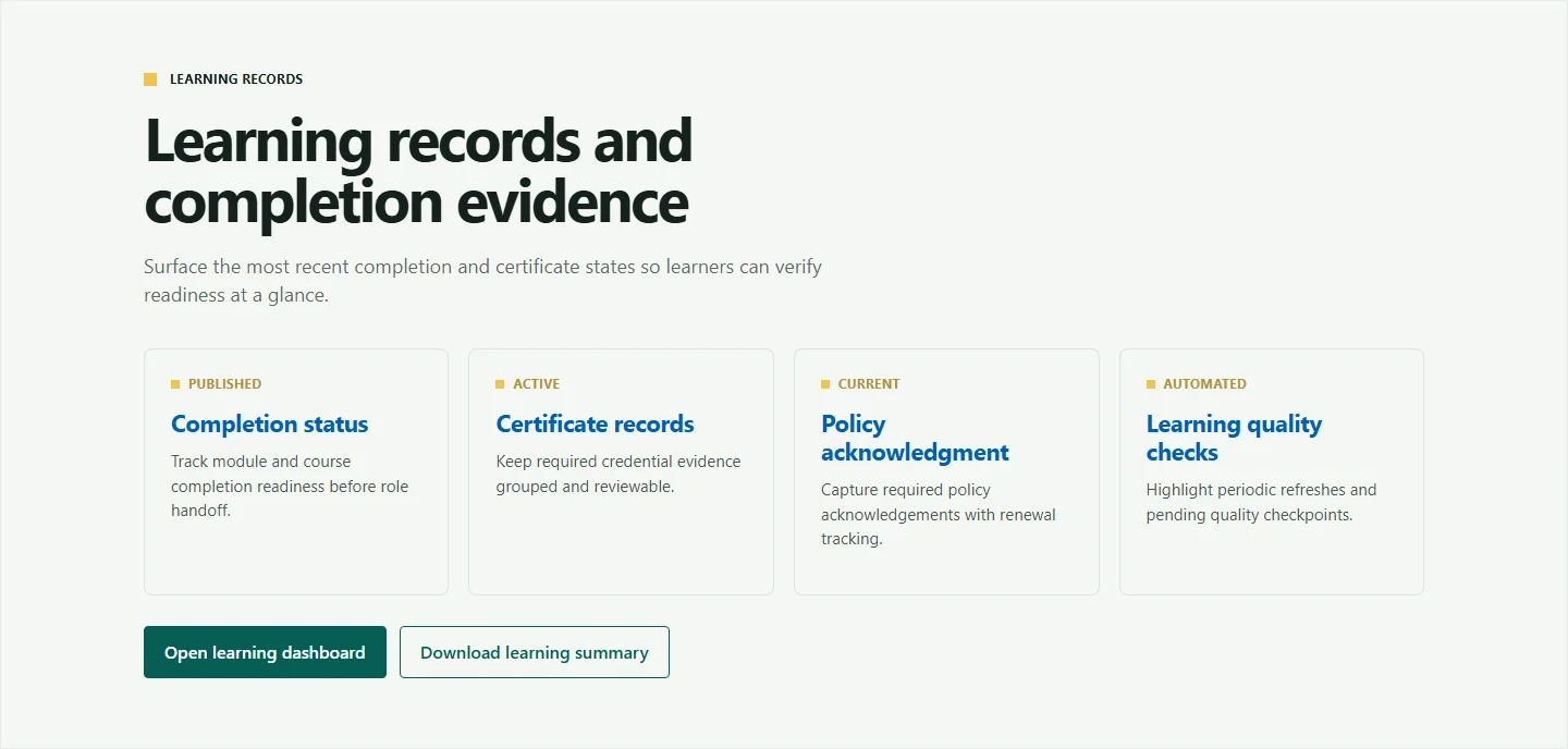 Learning Records block screenshot
