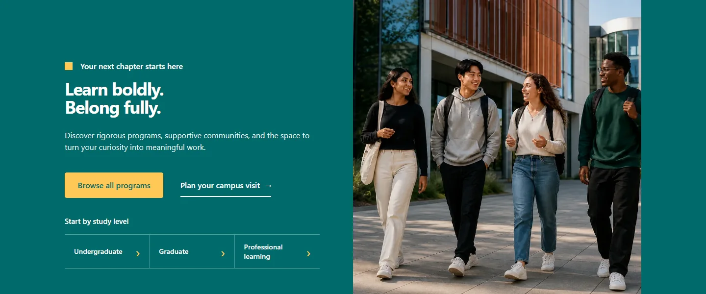 University Hero block screenshot