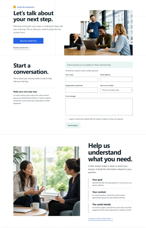 Enterprise Skills Hub · Contact template preview
