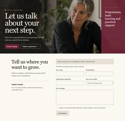 Leadership Academy — Contact template preview