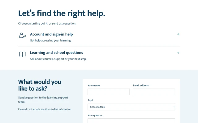 District Learning Portal — Contact template preview