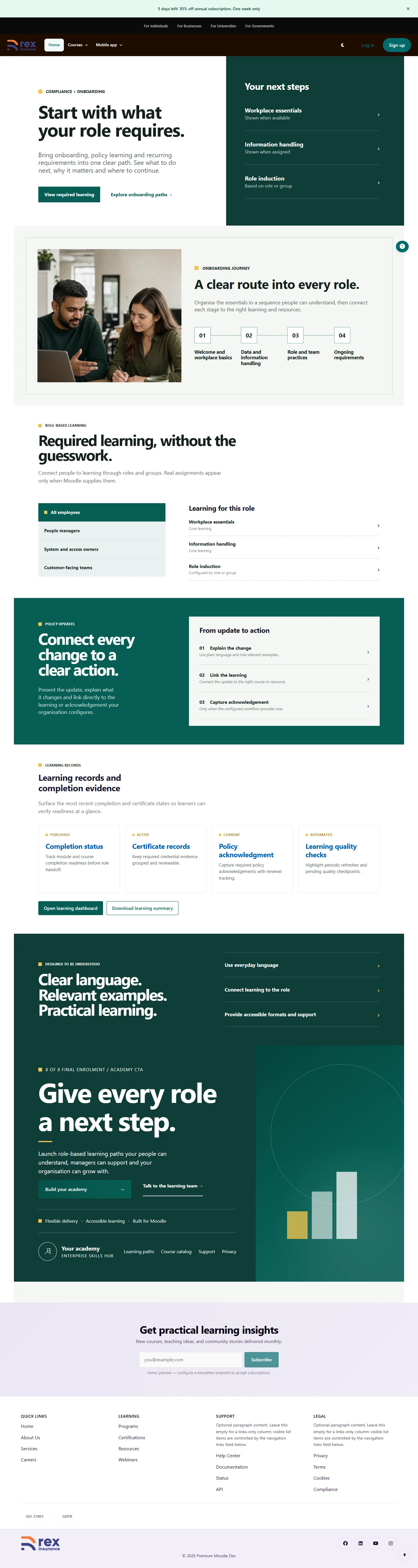 Modern UI compliance onboarding template